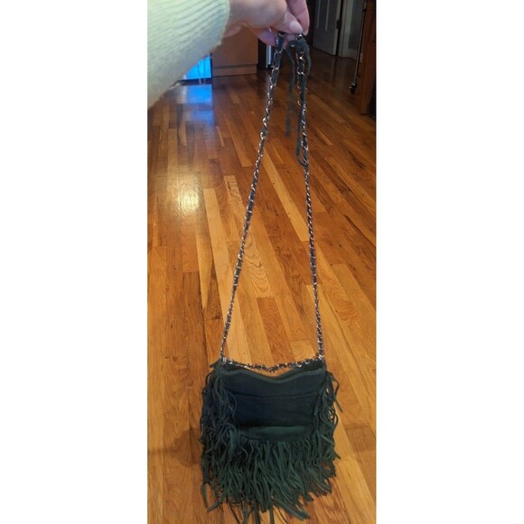 ECOTE Urban Outfitters Fringe teal crossbody bag. - Picture 2 of 6